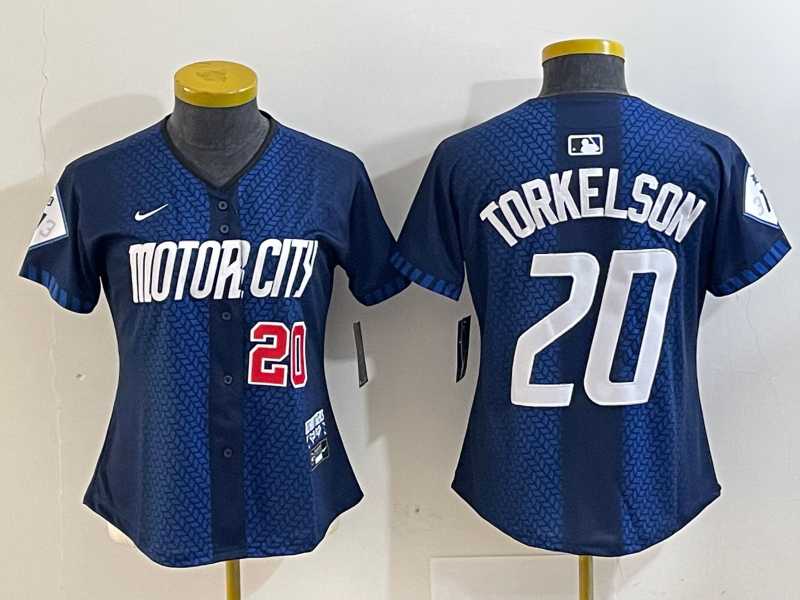 Women%27s Detroit Tigers #20 Spencer Torkelson 2024 Navy City Connect Cool Base Limited Stitched Jerseys